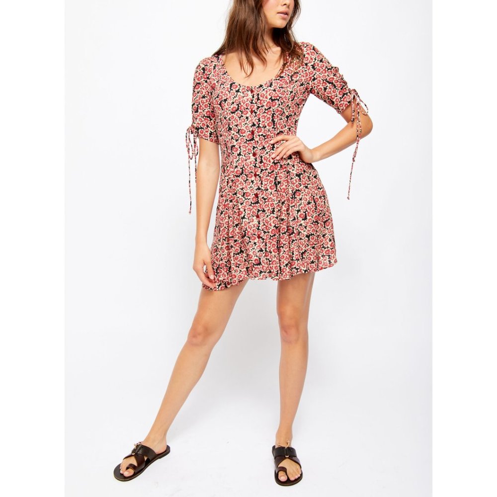 FREE PEOPLE Laced Up Mini Dress in Black Combo, Size Large, Closet Cleanout!